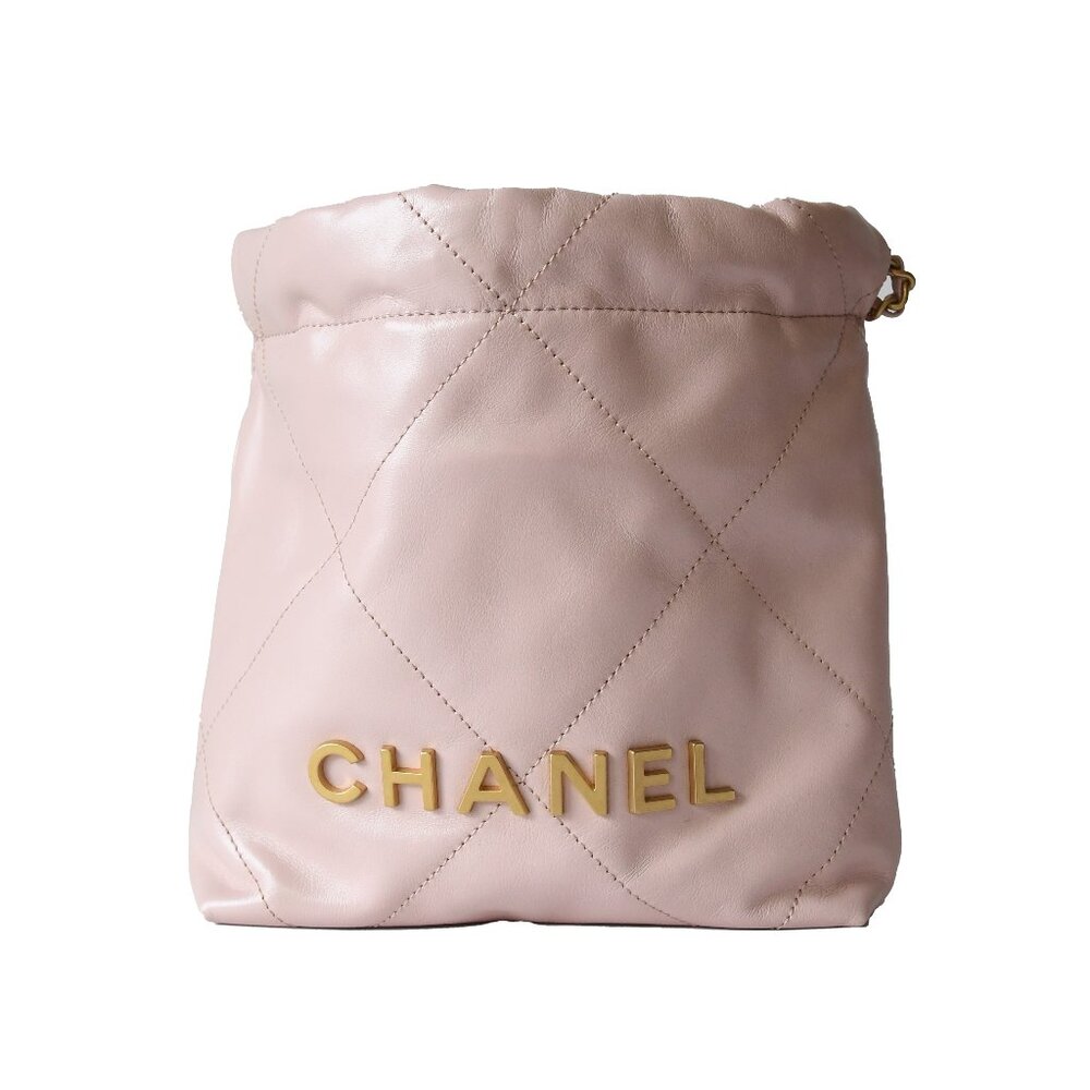 Chanel Shiny Calfskin Quilted Mini Chanel 22 Tote Bag Gold Hardware Rose - Picture 1 of 5